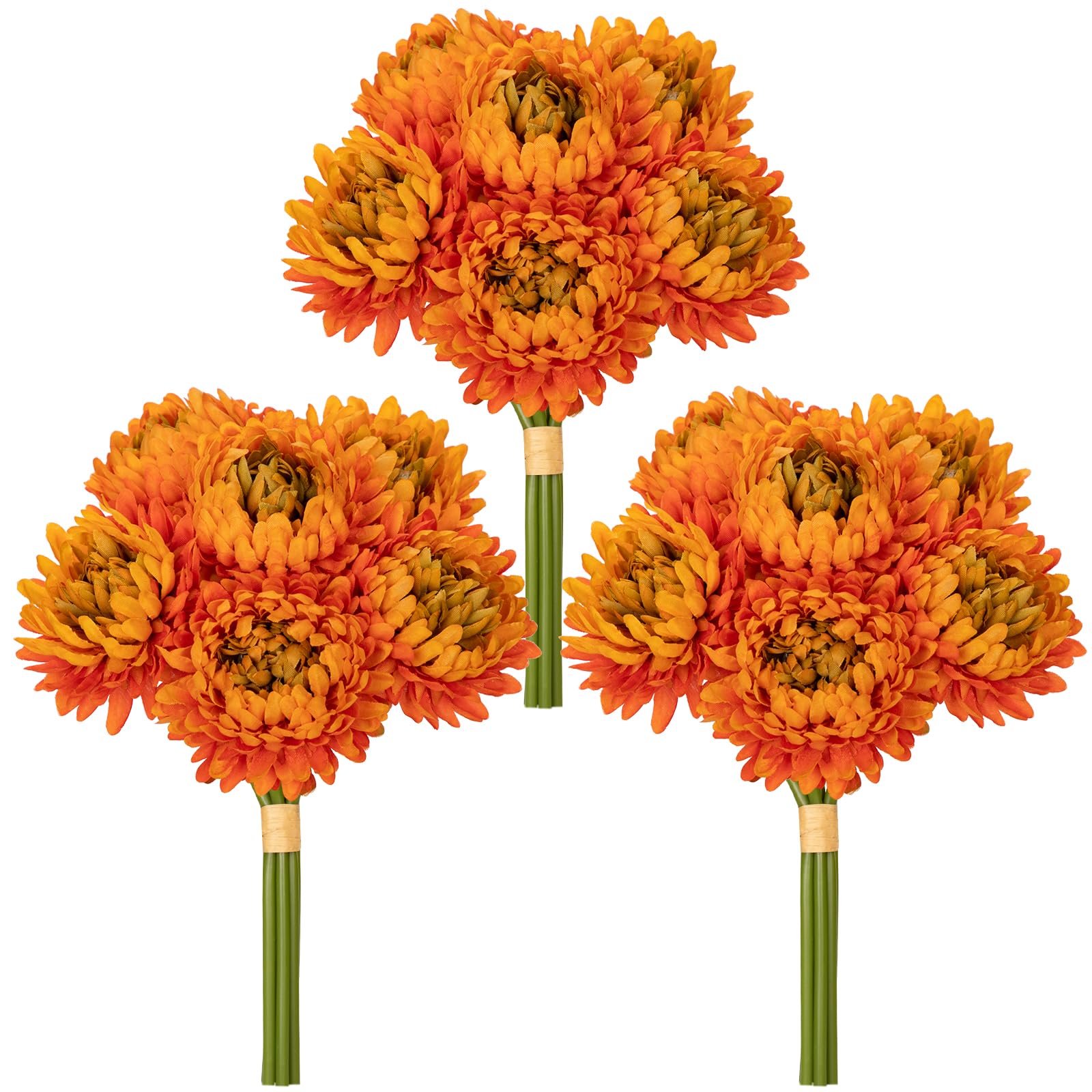 【送料無料】Villa Como 菊 造花 仏花 ミニ お供え 仏壇用 お盆 お彼岸 お悔やみ 枯れない花 アートフラワー インテリアフラワー インテリアグリーン フェイクグリーン 色：オレンジ、サイズ：大型