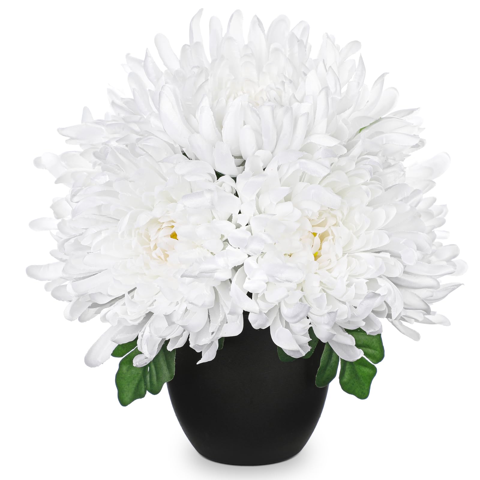 【送料無料】Villa Como 造花 仏花 菊 お供え インテリア 鉢植え 枯れない花 重ね菊 お盆 お彼岸 お悔やみ アートフラワー 飾り 色：白い、サイズ：ミニ