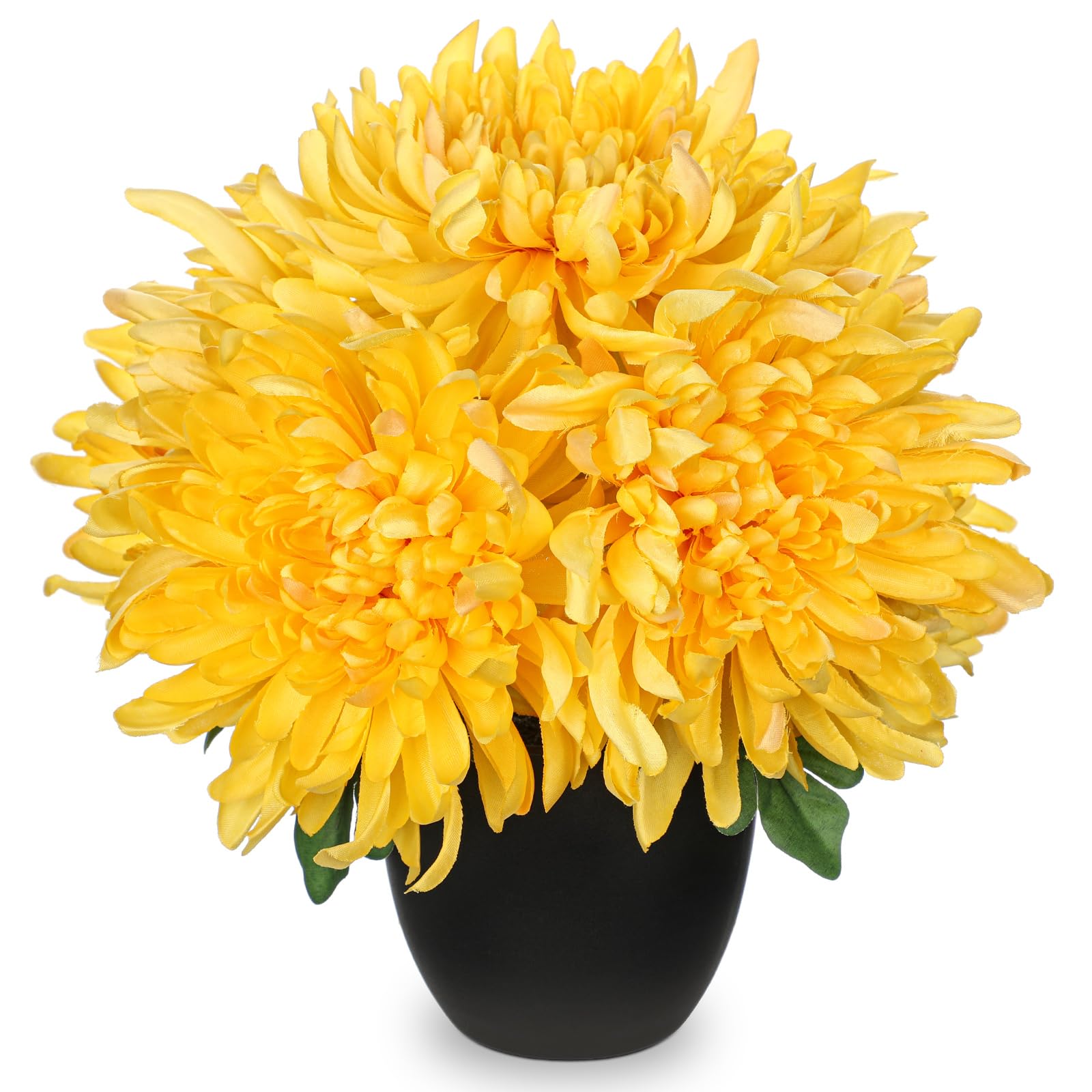 【送料無料】Villa Como 造花 仏花 菊 お供え インテリア 鉢植え 枯れない花 重ね菊 お盆 お彼岸 お悔やみ アートフラワー 飾り 色：イエロー、サイズ：ミニ