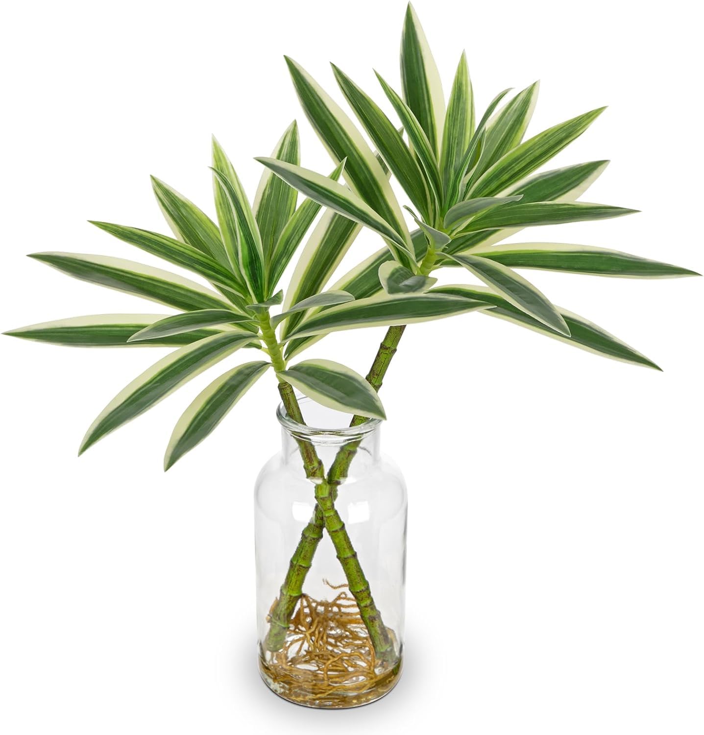 【送料無料】Villa Como フェイクグリーン ミニ ユリ竹 インテリアグリーン 人工観葉植物 花瓶付き 造花 エアプランツ 室内 簡単保 水やり不要 害虫駆除不要 おしゃれ プレゼント 色：グリーン、サイズ：2本