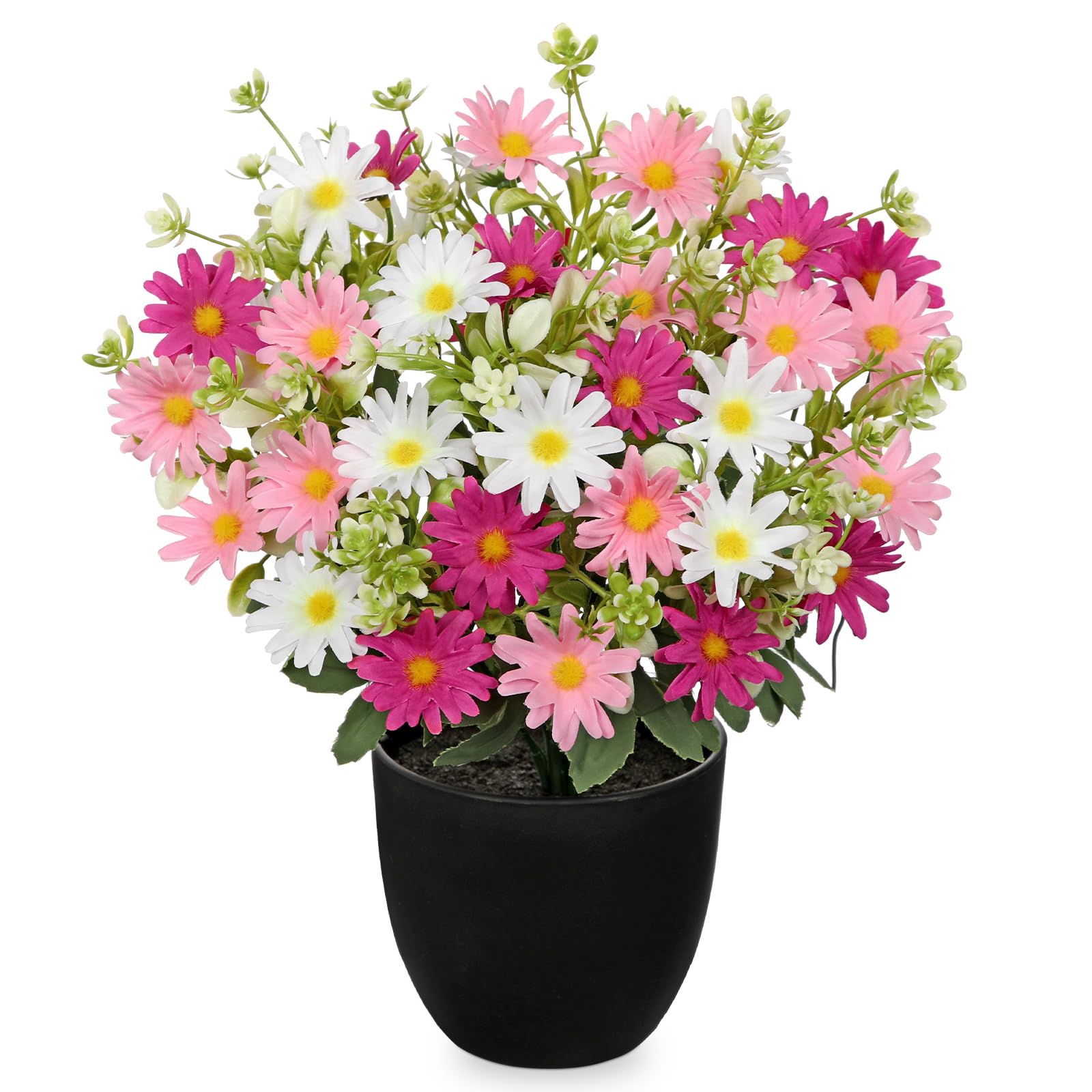 【送料無料】Villa Como 造花 仏花 お供え フェイクフラワー インテリア 枯れない花 菊 鉢植え 百日草 ジニア お盆 お彼岸 お悔やみフェイクグリーン 卓上 おしゃれ リビング 玄関 オフィス 色：三色02、サイズ：ミニ