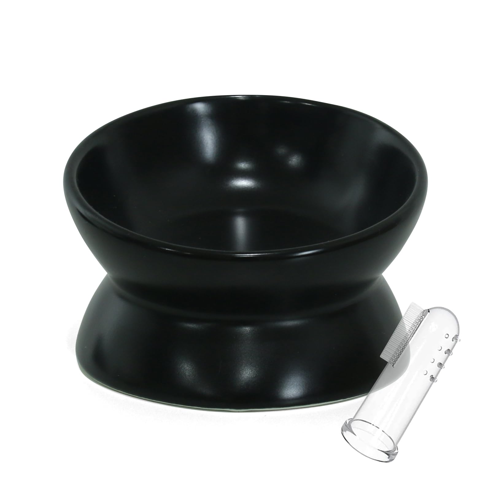 【送料無料】Lukitas ペットボウル ペット食器 脚付きフードボウル 餌入れ 餌皿 陶器 セラミック 高さがある 猫 犬 傾斜 斜め 猫ニキビ防止 吐き戻し防止 首や腰への負担軽減(ブラック) 色：ブラック