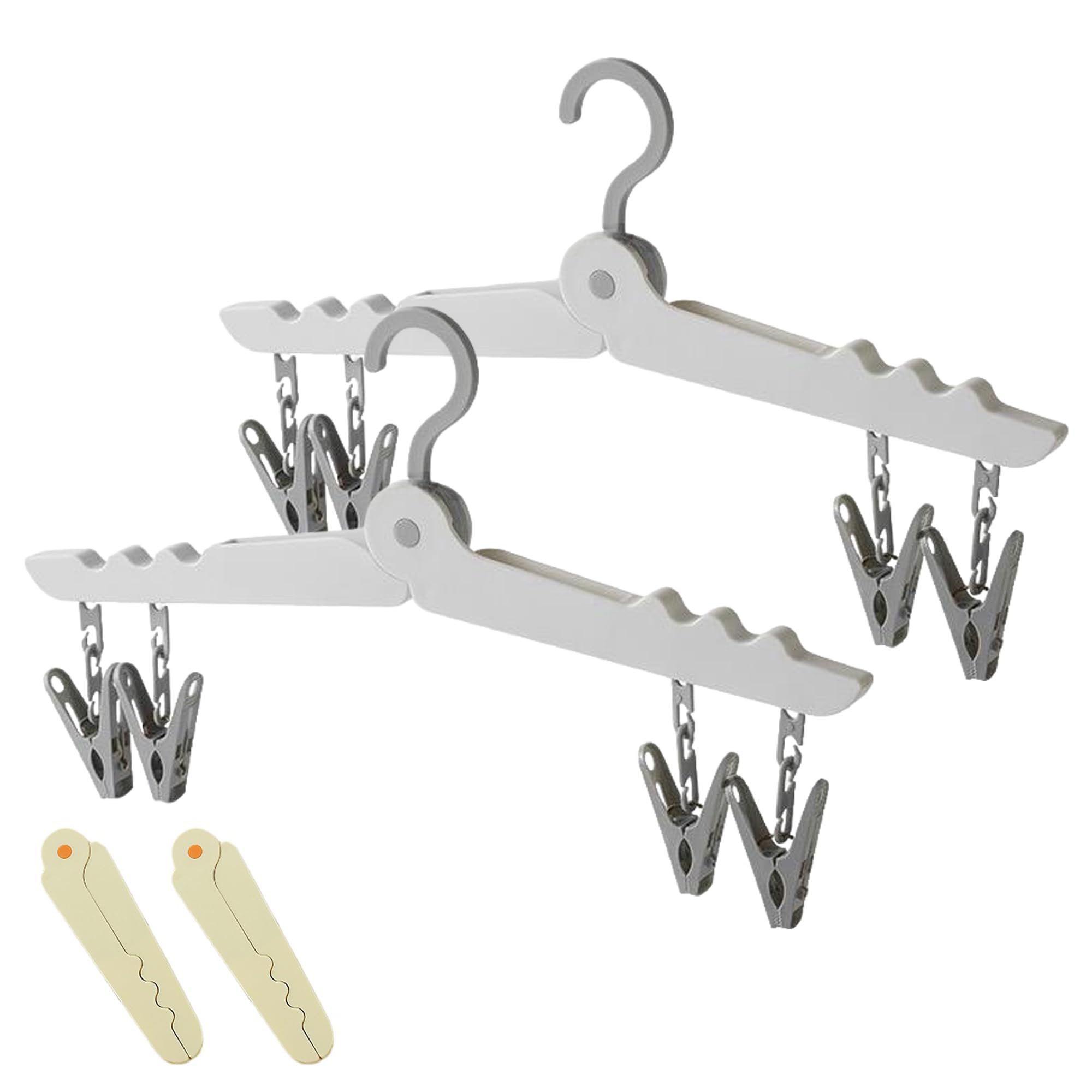 【送料無料】Meltryllis 折りたたみハンガー 2セット 旅行用 ハンガー おしゃれ 携帯ハンガー クリップハンガー クリップハンガー 折り畳み式 360°回転可能 携帯用 洗濯 物干し 便利 頑丈 軽量 多機能 省スペース 旅行/出張/キャンプ 便利グッズ 人気 色：グレー