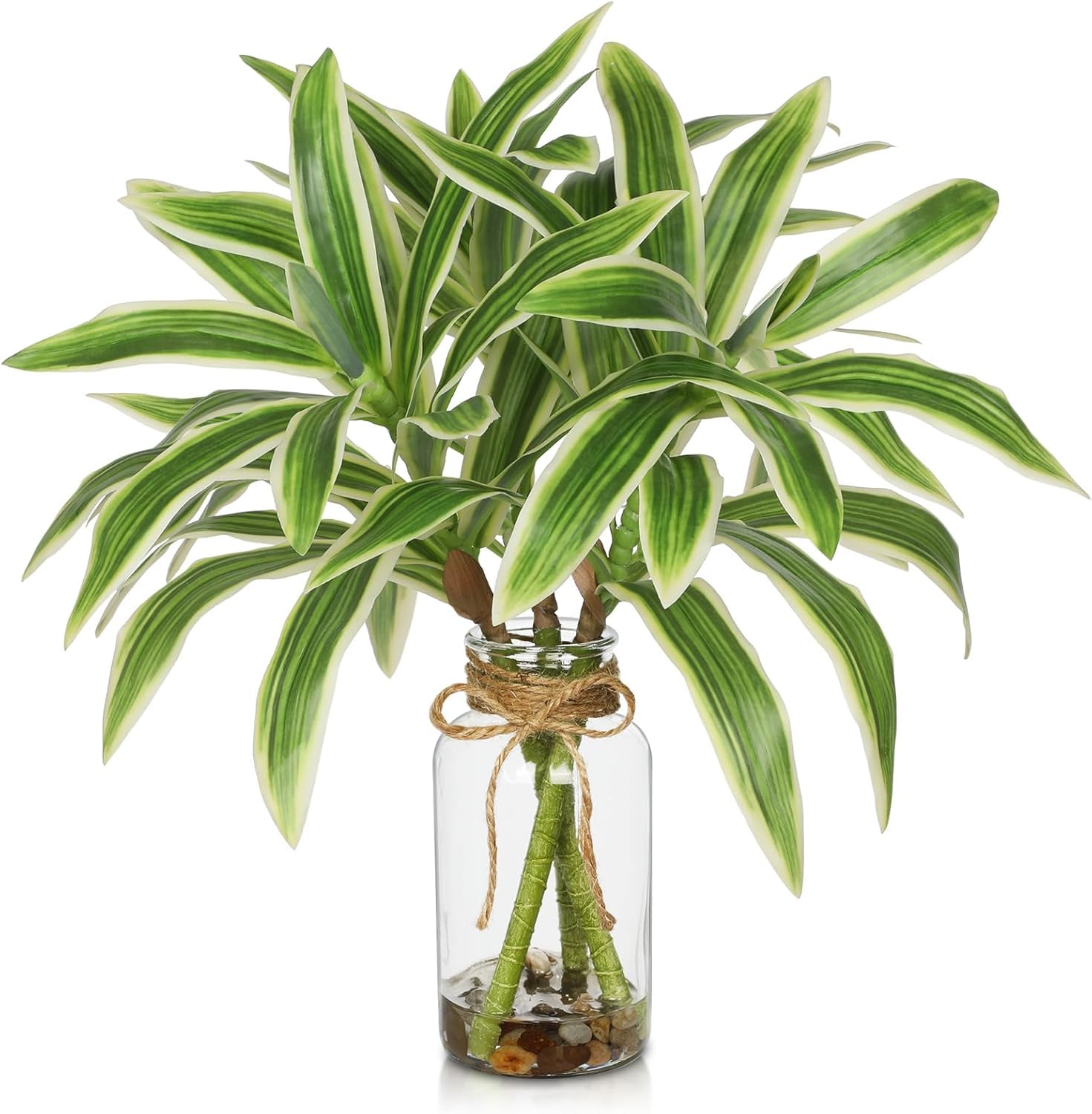 【送料無料】Villa Como フェイクグリーン ミニ ユリ竹 インテリアグリーン 人工観葉植物 花瓶付き 造花 エアプランツ 室内 簡単保 水やり不要 害虫駆除不要 おしゃれ プレゼント 色：グリーン、サイズ：3本