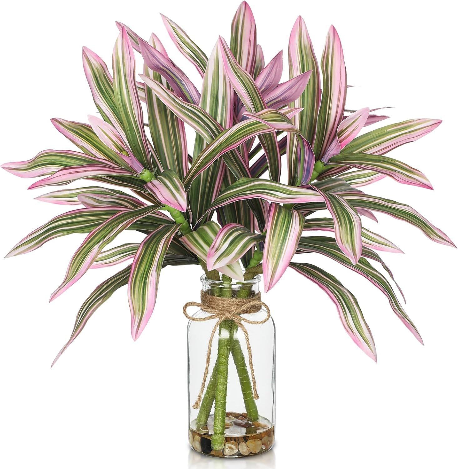 【送料無料】Villa Como フェイクグリーン ミニ ユリ竹 インテリアグリーン 人工観葉植物 花瓶付き 造花 エアプランツ 室内 簡単保 水やり不要 害虫駆除不要 おしゃれ プレゼント 色：パープル、サイズ：3本