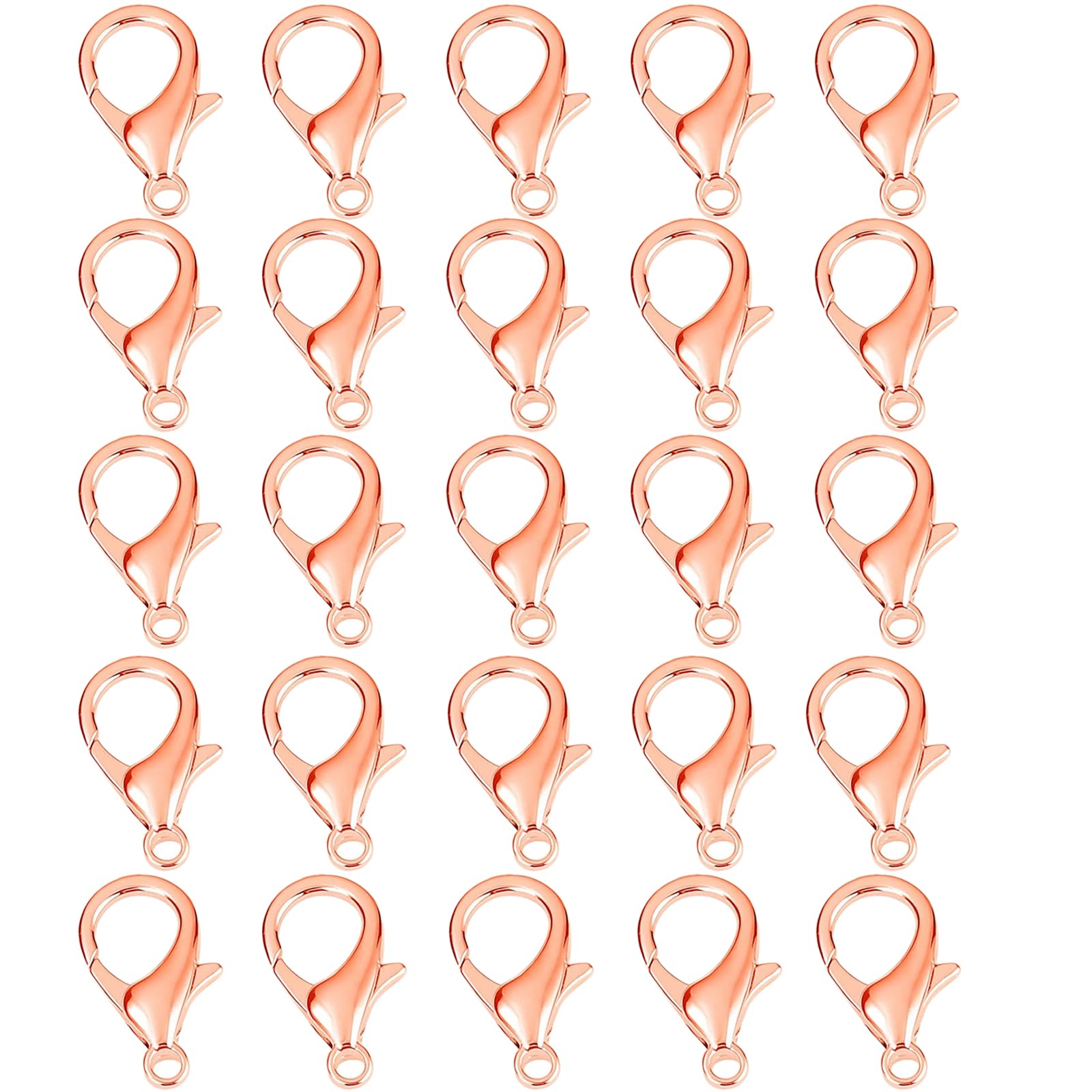 【送料無料】Meltryllis カニカン パーツ ステンレススチール製の湾曲したロブスタークラスプ 約100個セット 耐腐食性があり 錆びにくく 輝きが長持ちします メガネチェーン マスクチェーン ネックレス ブレスレット アンクレット 金具 留め具 色：12mm ローズゴールド