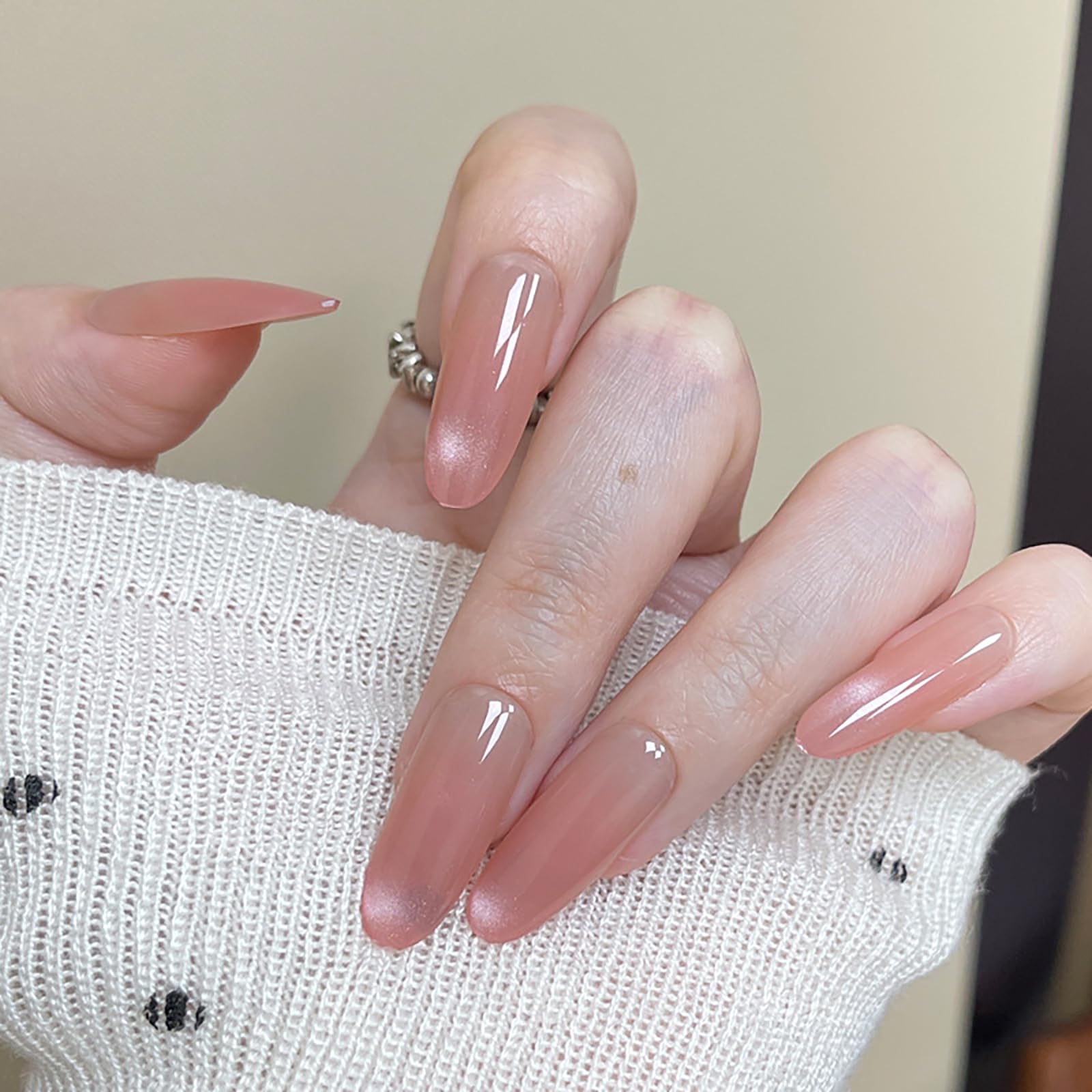 【送料無料】BHIDENAW ネイルチップ ショート 24枚入 人気 和風 かわいい シンプル おしゃれ 成人式 結婚式 パーティー 日常生活に使用できます 花嫁ネイル 光沢 つけ爪 両面テープ ウッドスティック 色：一目惚れ/22、サイズ：M