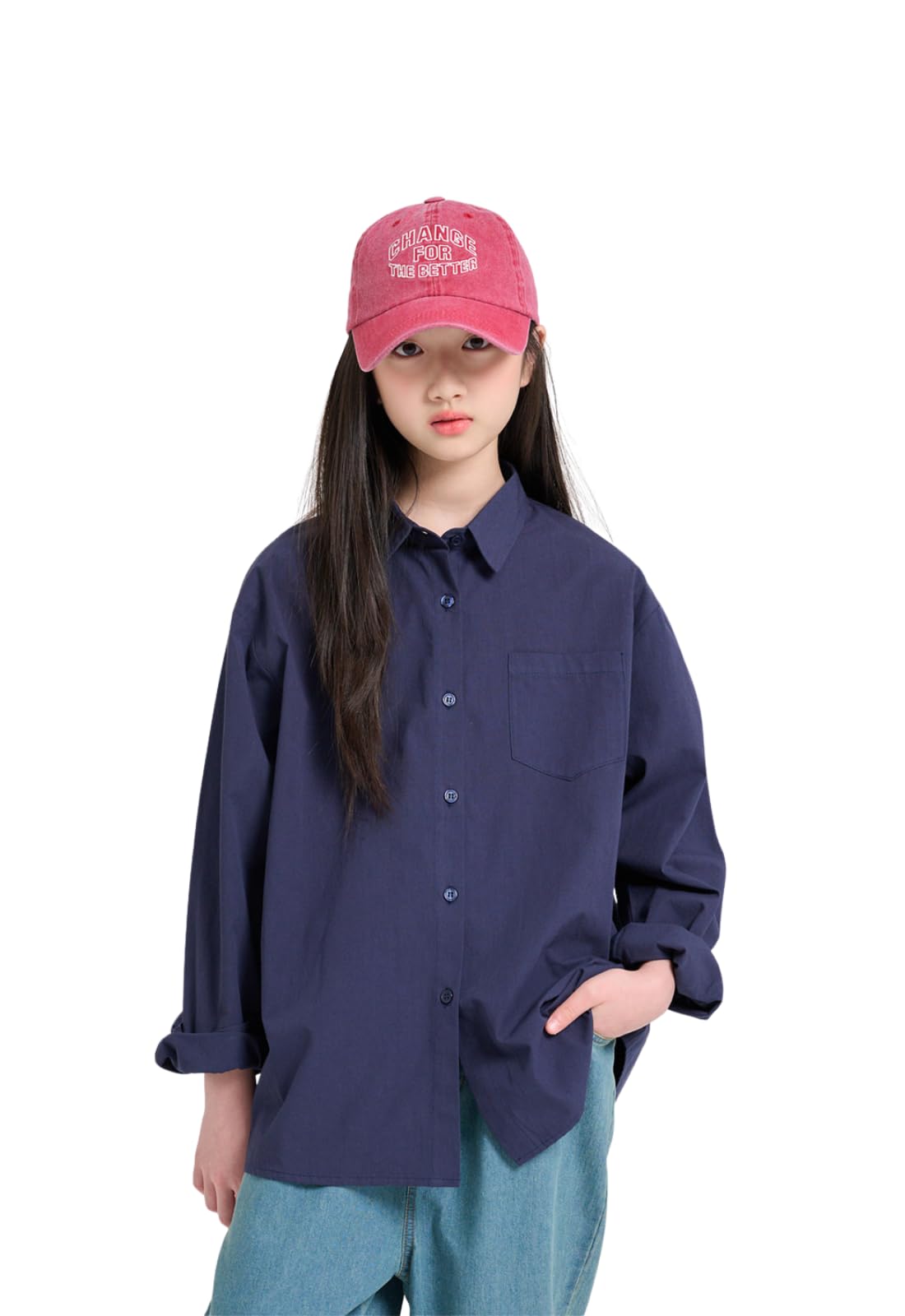 【送料無料】[EnDast] MINIROI ガールズ 長袖 シンプル シャツトップス キッズ 女の子 襟付き 前開き ..