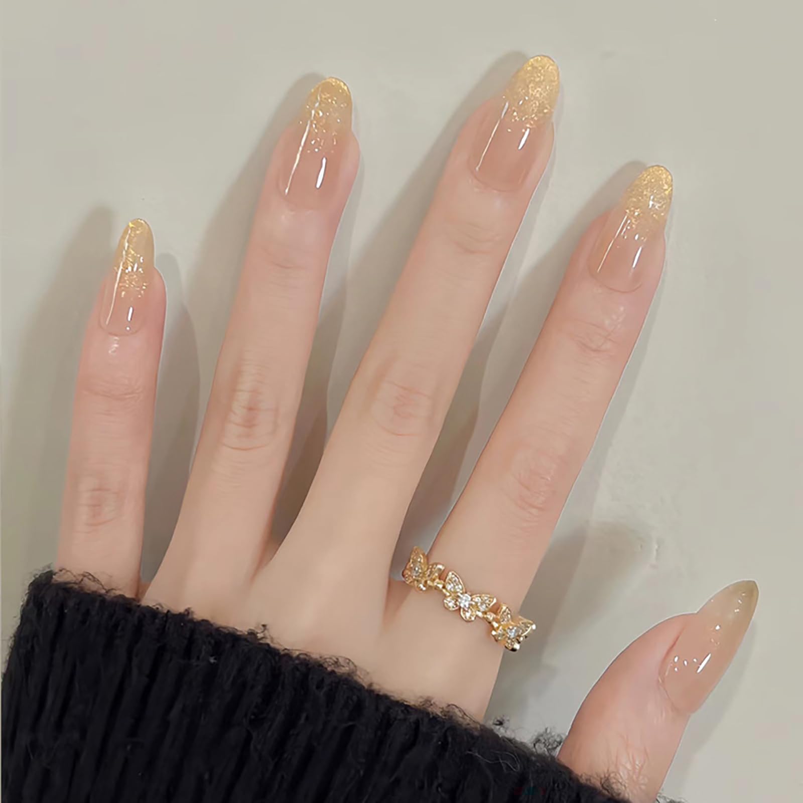 【送料無料】BHIDENAW ネイルチップ ショート 24枚入 人気 和風 かわいい シンプル おしゃれ 成人式 結婚式 パーティー 日常生活に使用できます 花嫁ネイル 光沢 つけ爪 両面テープ ウッドスティック 色：一目惚れ/7、サイズ：M