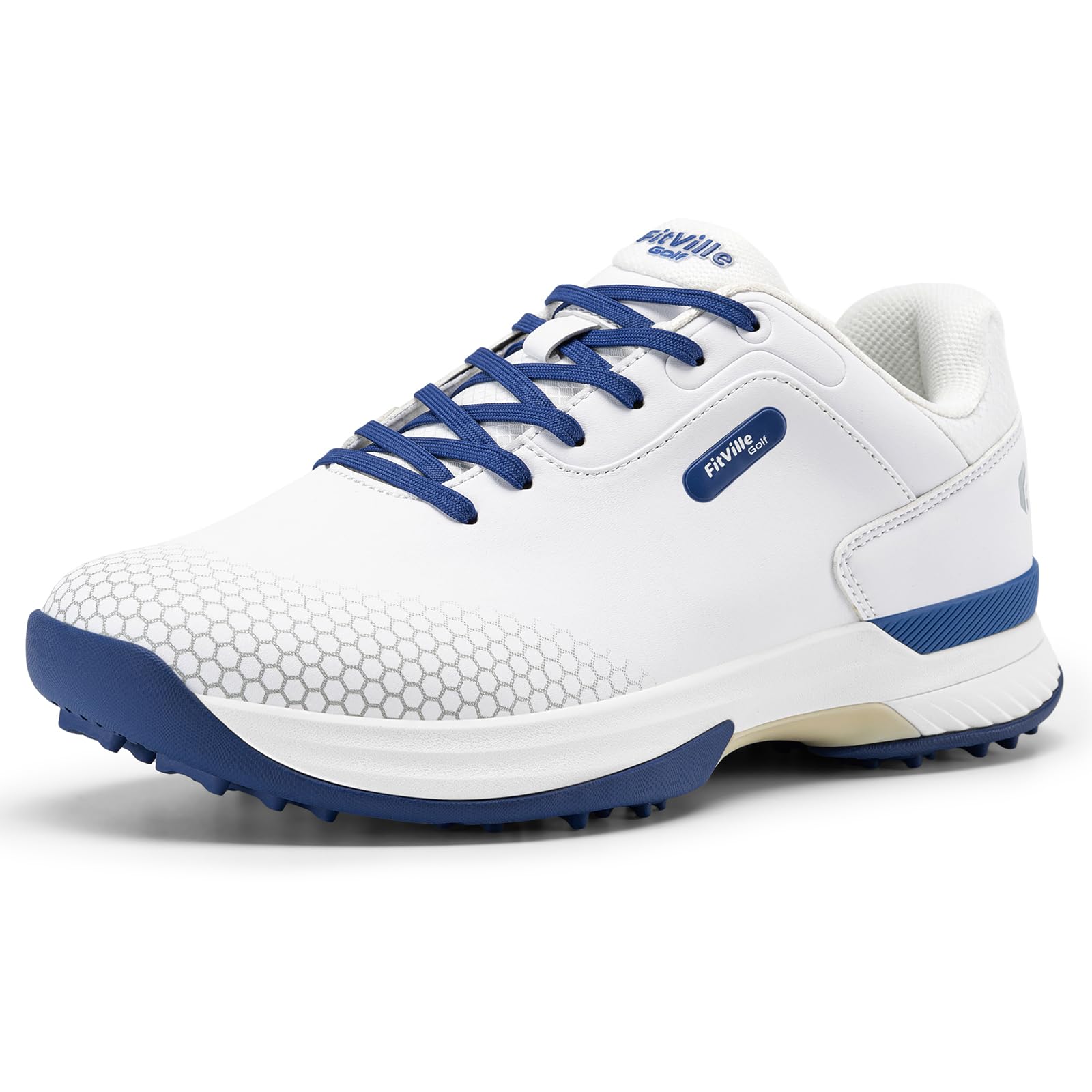 【送料無料】[FitVille] 幅広 ゴルフシューズ メンズ 2E 4E ゴルフ用 スニーカー スパイク 軽量 色：ブ..