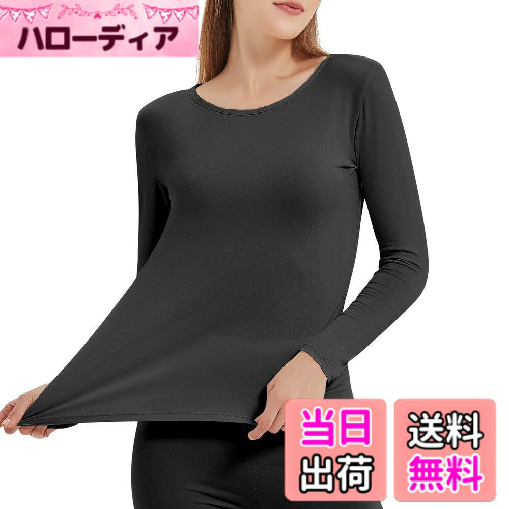 Outdoor Wear - 【送料無料】[Guooolex] あったかインナー 保温インナー 下着 レディース 防寒肌着 インナーウェア 冬用 色：ブラック（1サイズ上を選択して下さい：M=日本S）、サイズ：M