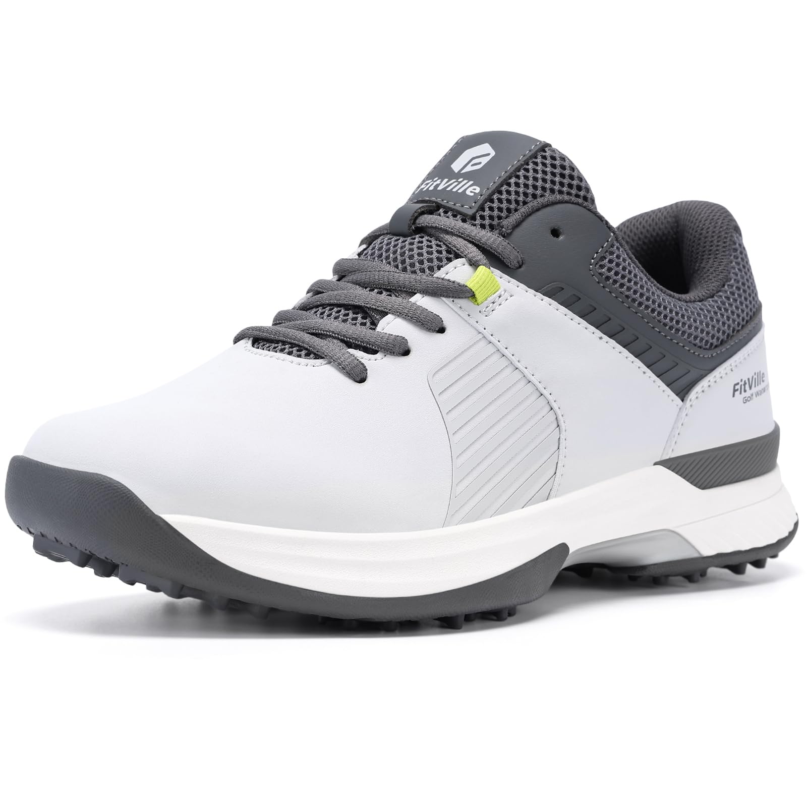 【送料無料】[FitVille] 幅広 ゴルフシューズ メンズ 2E 4E スパイク ゴルフ靴 軽量 撥水 甲高 初心者 ..