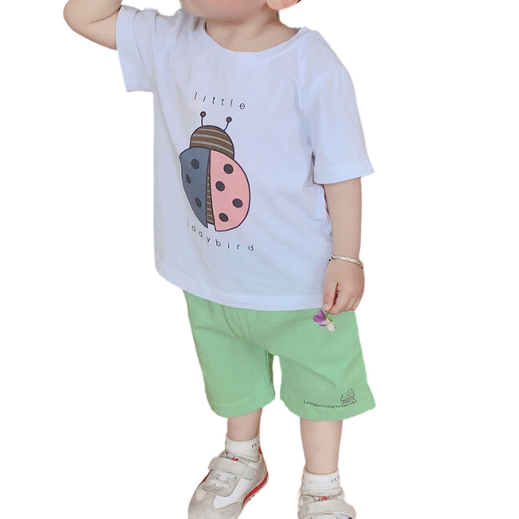 【送料無料】アウトドア コットン ハーフパンツ 半ズボン ゆったり キッズ服 ベビー服 ボーイズ 男の子 韓国子供服 80cm 90cm 100cm 110cm 120cm 色：グリーン、サイズ：80