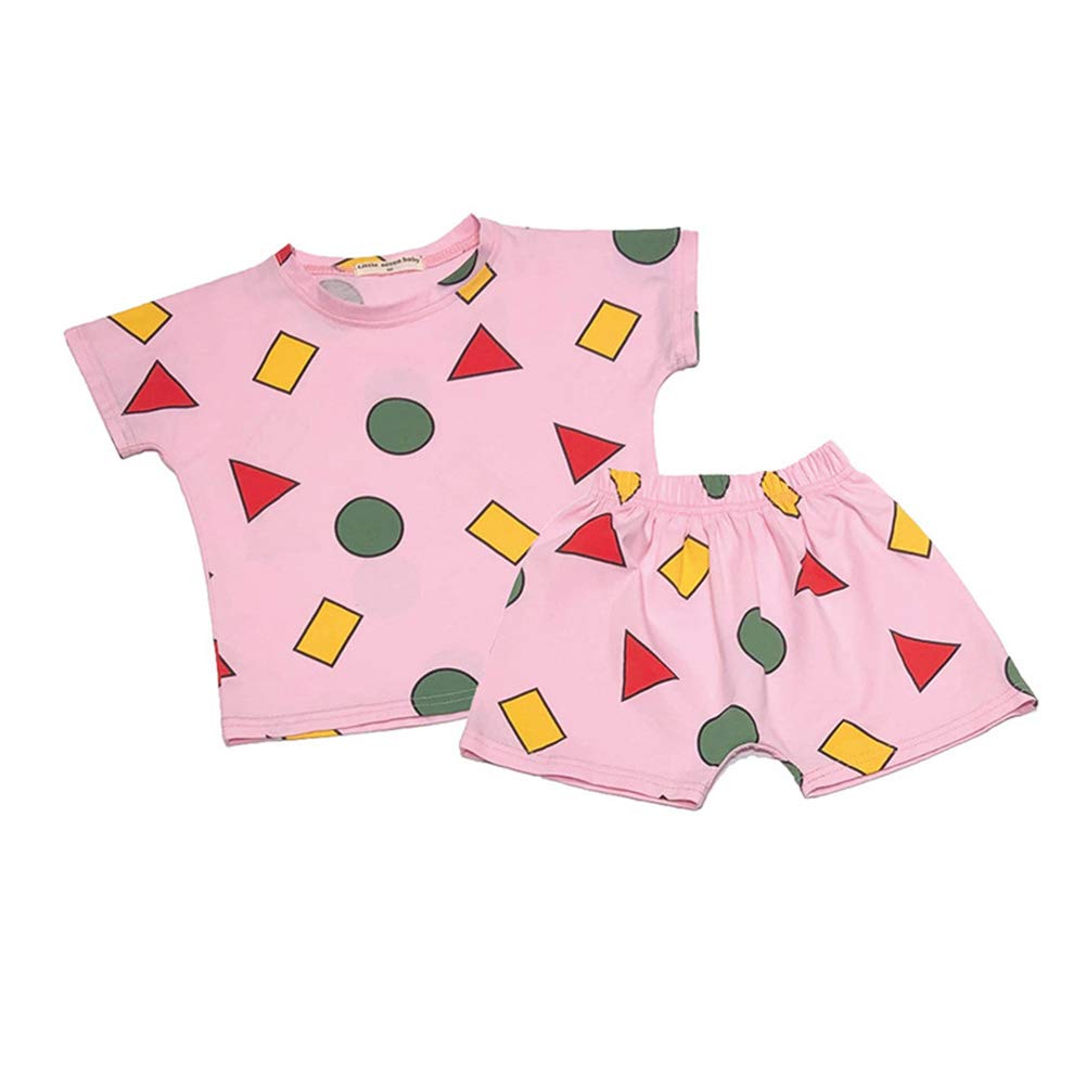 【送料無料】[Dizoon] 子供 パジャマ キッズ 男の子 女の子 半袖 夏 綿 子供服 ルームウェア 上下セット クレヨンしんちゃん 男女兼用 tシャツ ショートパンツ 可愛い 通気 柔らかい 部屋着 寝巻き 80 90 100 110 120 130 140 150 色：ピンク、サイズ：90