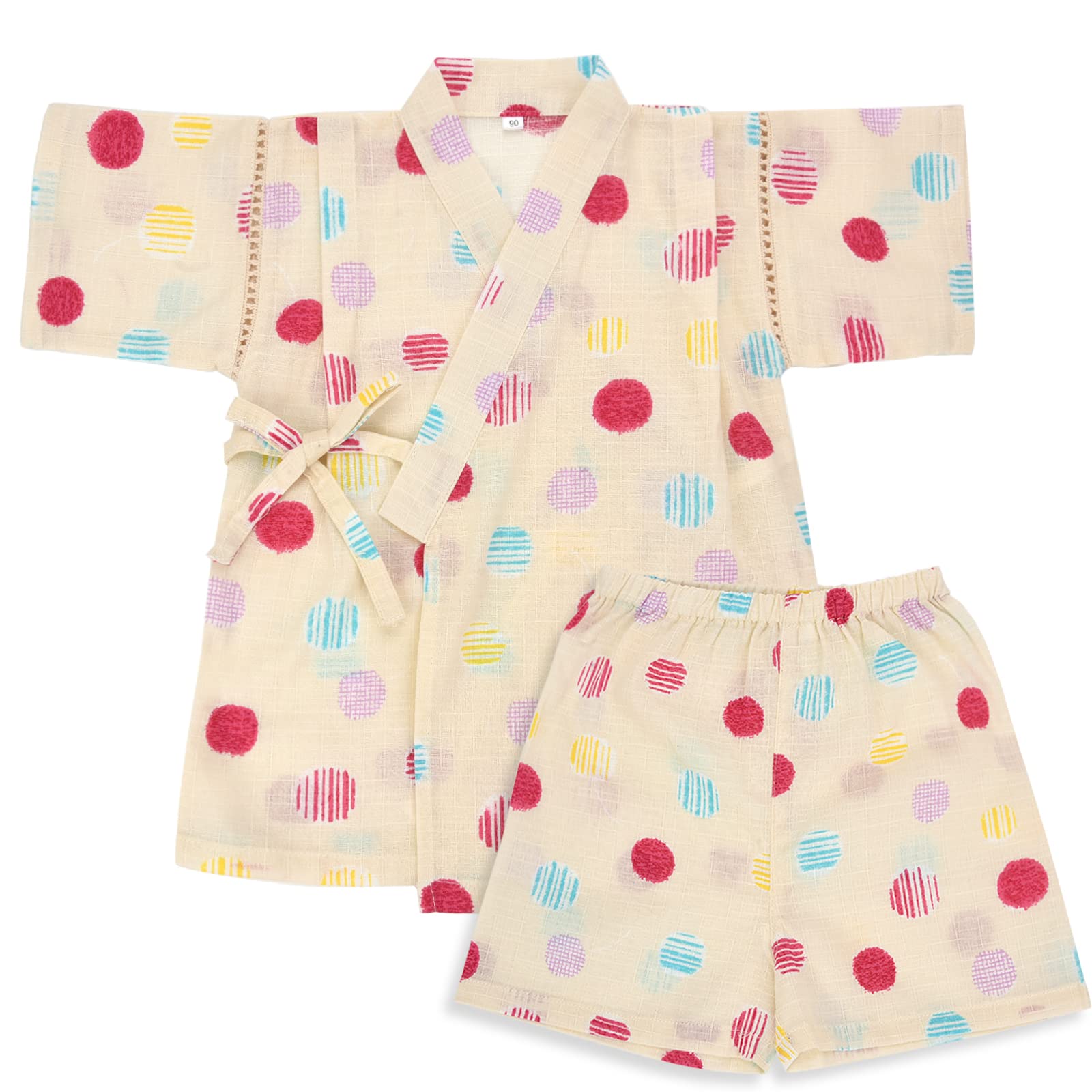 【送料無料】[Dizoon] 子供 甚平 キッズ 男の子 女の子 上下セット パジャマ 綿100％ 子供服 浴衣 着物 和服 ボーイズ ガールズ お祭り 夏祭り 花火大会 夕涼み 七五三 日本製生地 90 100 110 120 130 140 150 色：ボール、サイズ：130