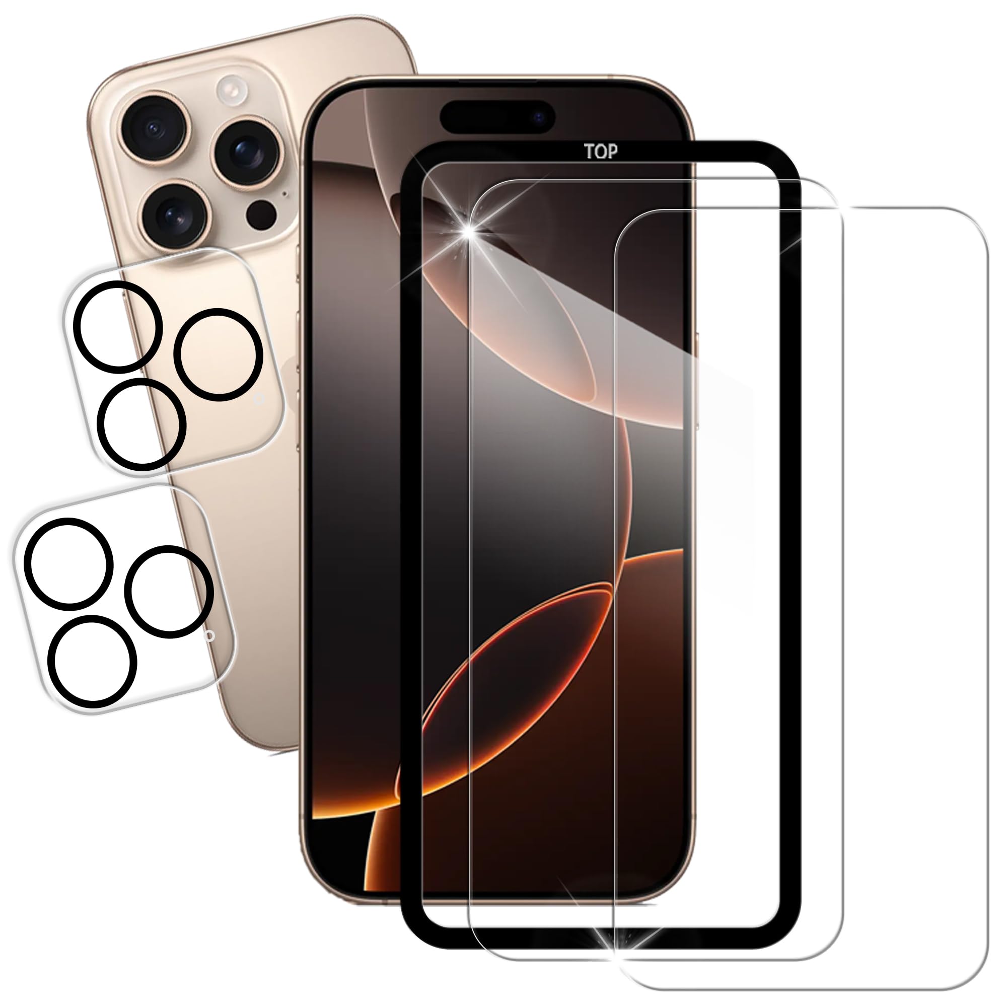 ������̵����HUAKE iPhone16 Pro Max ���饹�ե�����(2��)���饹�ե���� ��(2��)�����ե����ܥ��������դ��ۤ�Phone16 Pr...