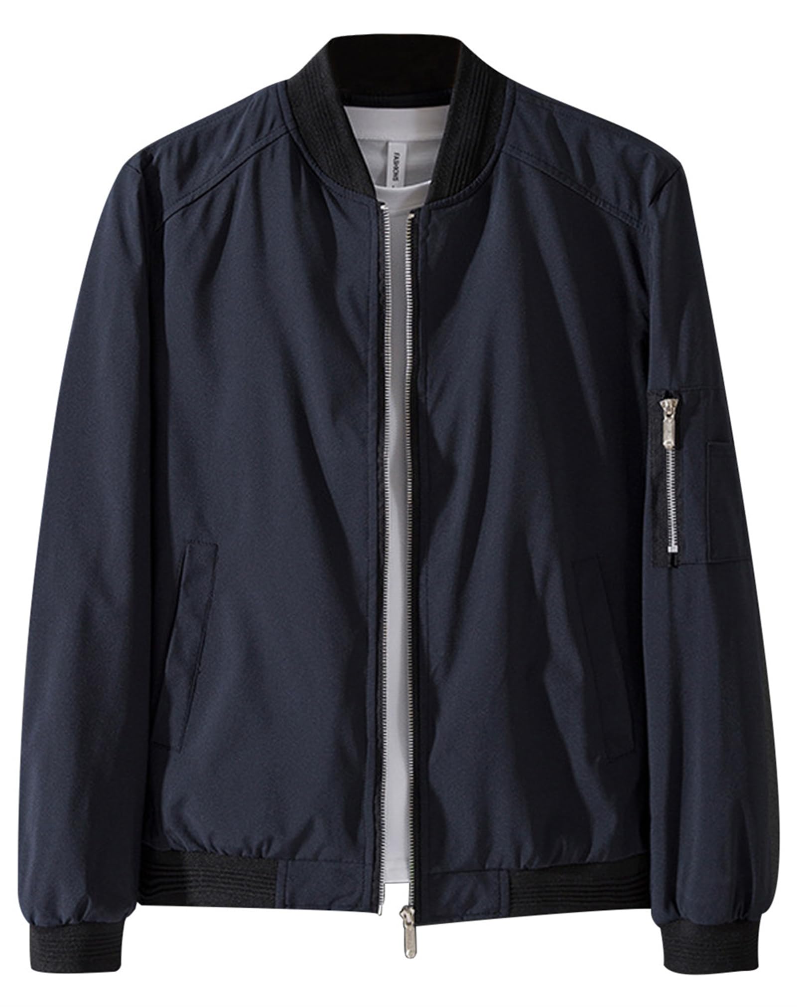 【送料無料】[Drsshnx] ジャケット メンズ ブルゾン 薄手 ライトジャケット メンズ 秋服 スタジャン バイクジャケット エムエーワンジャケット カジュアル おしゃれ かっこいい アウター お洒落 春秋冬 色：ネイビー、サイズ：3XL