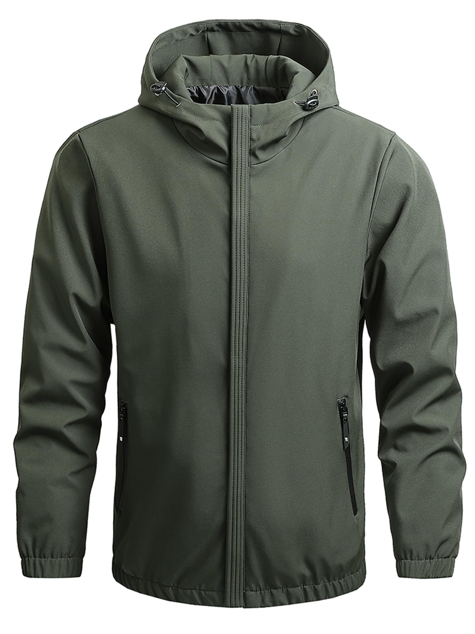 【送料無料】[Drsshnx] ウインドブレーカー ジャンパー メンズ ジャケット マウンテンパーカー ブルゾン 薄手 軽量 ライトアウター 大きいサイズ アウトドア 登山 ウェア キャンプ 釣り 春 秋 色：グリーン、サイズ：XL