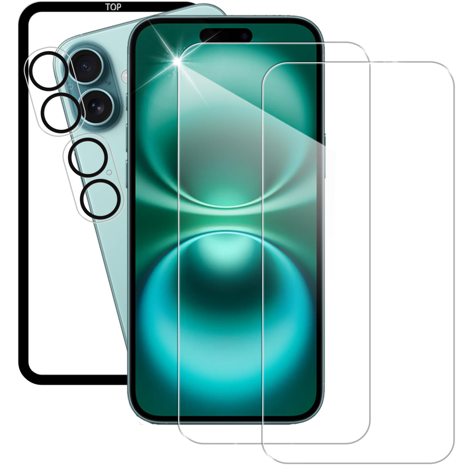 ������̵����HUAKE 2�祻�å� �����Ǻ���� ���� ���饹�ե���� ��������2-2-D-iPhone16 Plus