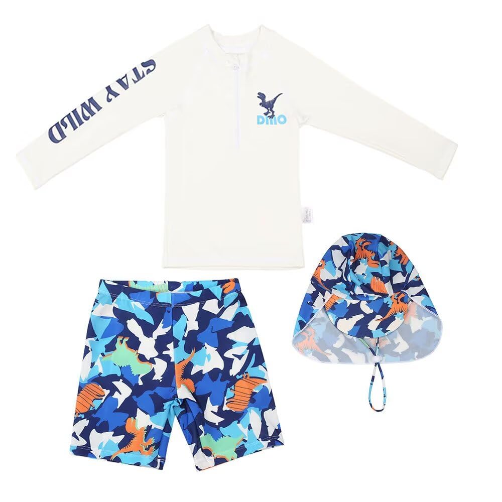 【送料無料】[Dizoon] 子供服 子供 水着 キッズ 男の子 上下セット キッズ水着 ラッシュガード 3点セッ..