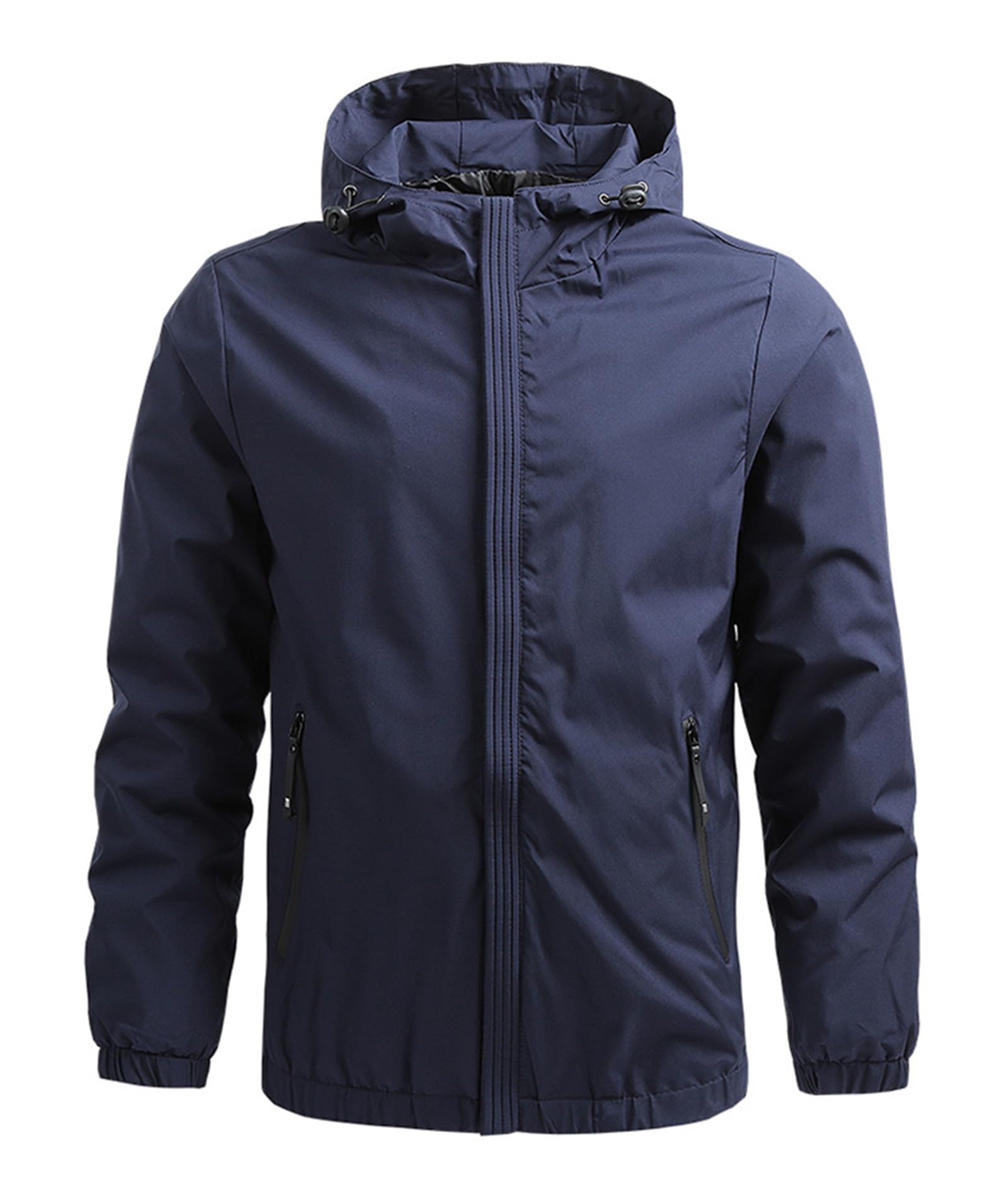 【送料無料】[Drsshnx] ウインドブレーカー ジャンパー メンズ ジャケット マウンテンパーカー ブルゾン 薄手 軽量 ライトアウター 大きいサイズ アウトドア 登山 ウェア キャンプ 釣り 春 秋 色：ネイビー、サイズ：L