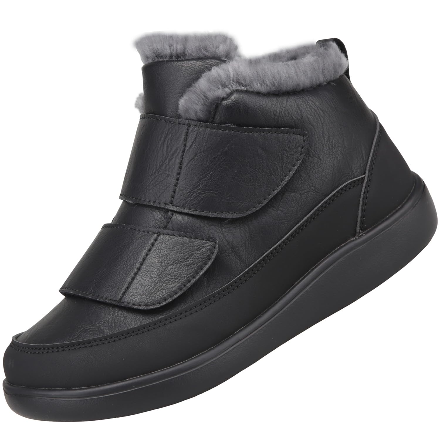 商品情報商品の説明主な仕様 【防寒保温】ブーツ裏に厚手のボア素材が付いて、ふわふわとても暖かくて、冬に冷える足を暖かく包んでくれるブーツです。【撥水加工】アッパーは撥水加工が施されて、水が浸入しにくい構造となっております。(完全防水ではないため、長時間雨や雪の中に着用時には、水が浸み込む場合もありますから、予めご了承ください)5E相当なゆったりしたデザインで、つま先を圧迫しない、更にマジックストラップで幅を調整でき、抜群なフィット感をします。お年寄り、甲高、幅広、外反母趾、やリハビリ用にもおすすめ、浮腫みある足或いは怪我した足でも快適に履けるブーツです。柔軟性が優れ、屈曲性が素晴らしくて、靴底の接地面積が大きくとれるので歩行が安定できて、つまずきしにくいです。brEVA+ラバーのアウトソールは超軽量で足へ負担がかからないし、すべり転倒防止でき安定性よくて、歩きやすいです。靴底及びかかと部の衝撃吸収性抜群で、歩行時の地面からの突き上げ感が軽減され、疲労防止や飛び降りた際の足の骨折予防に有効です。