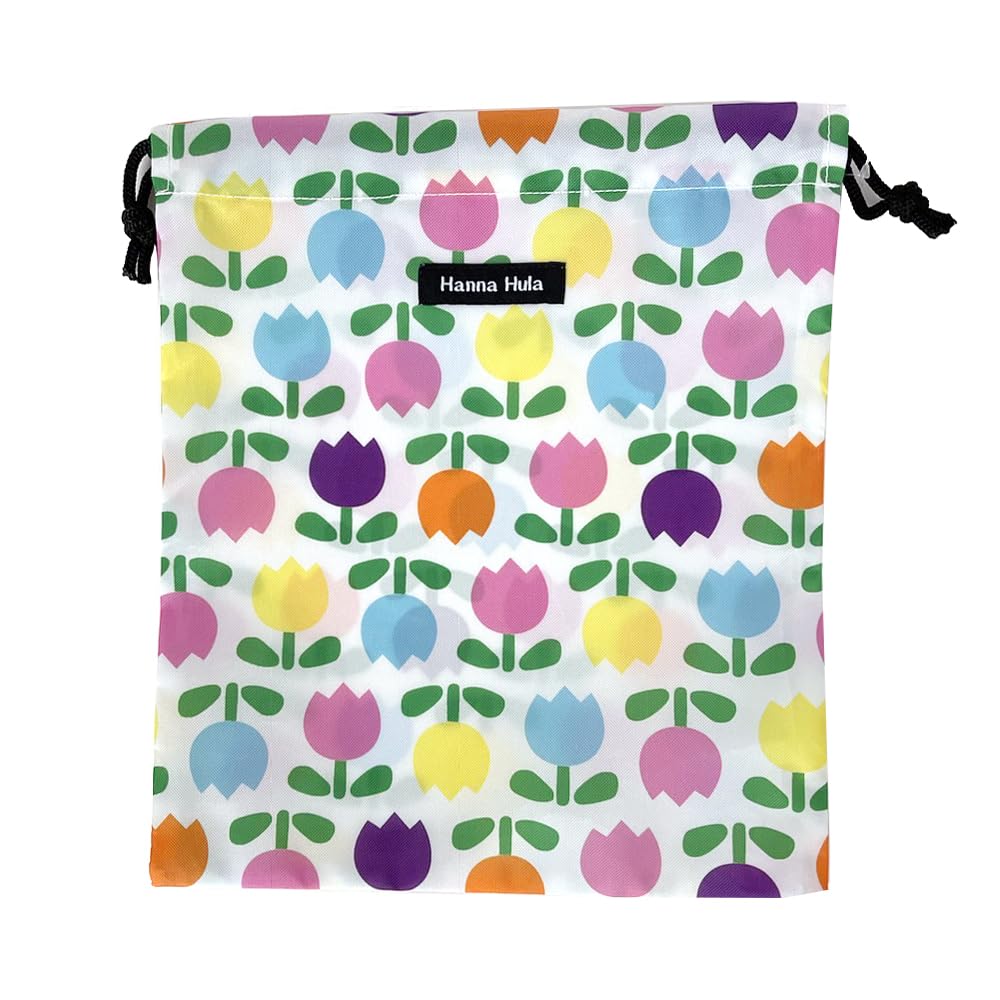 【送料無料】Hanna Hula(ハンナフラ) 消臭マナー巾着 M 抗菌 うんち袋 消臭袋 色：ホワイトチューリッ..