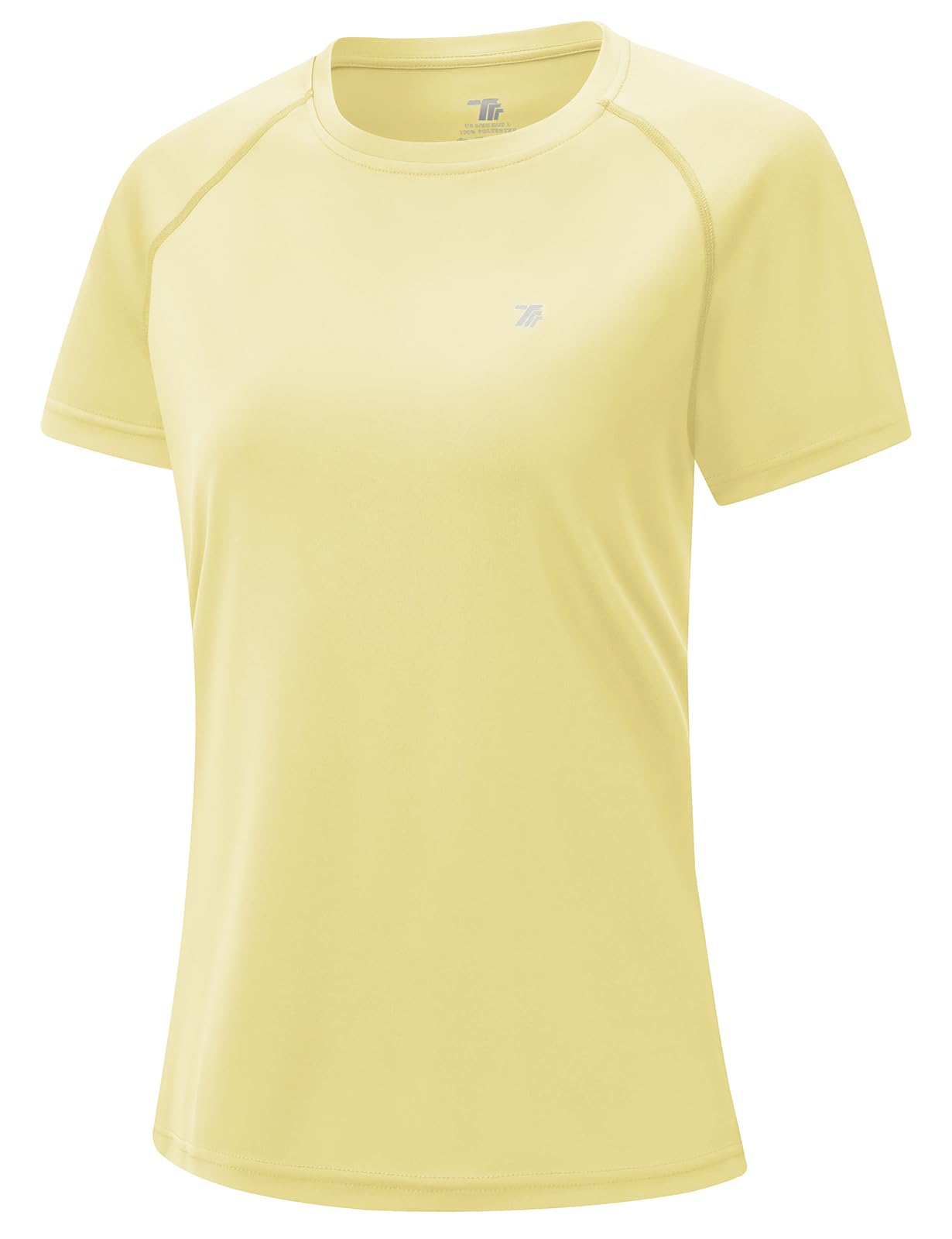 【送料無料】[Gopune] ランニングシャツ レディース 半袖 ストレッチ 半袖Tシャツ 吸汗速乾 スポーツ インナー アクティブシャツ 通気 クルーネック テニスウェア ヨガウェア カジュアル 色：イエロー、サイズ：3XL