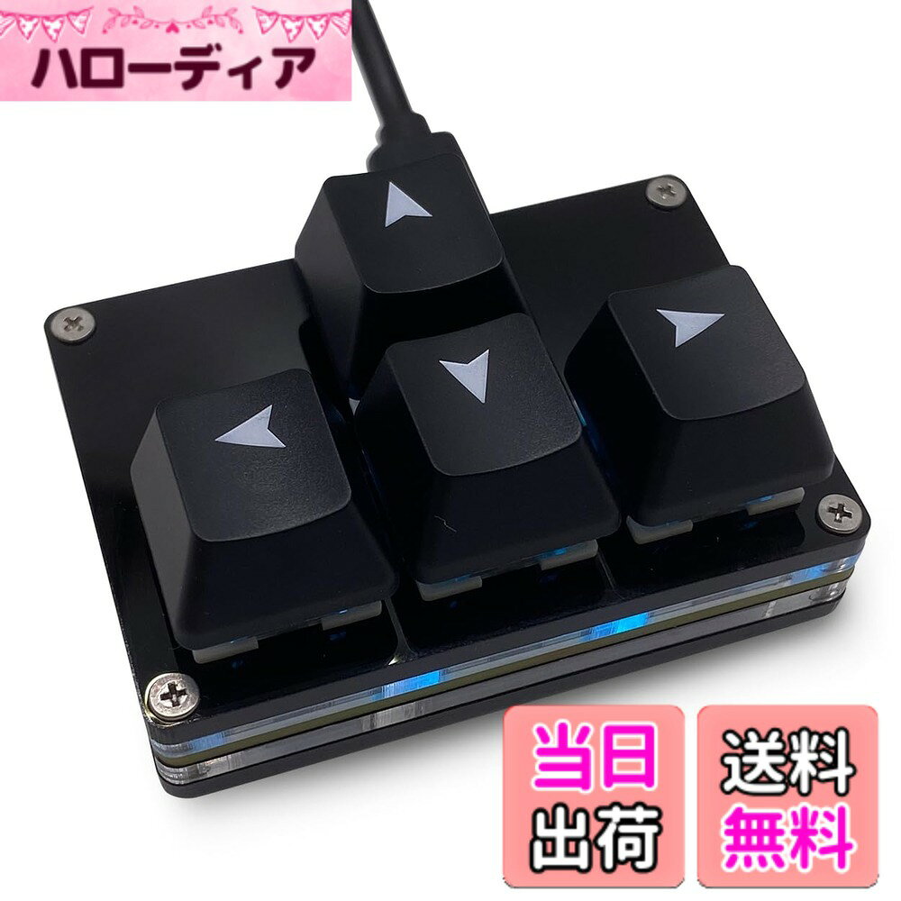 BTXETUEL Mini 4キーキーパッド WASD 矢印キー キーキャップ キーボード 片手メカニカル ゲーミングキーパッド プログラム可能 USB-C カスタマイズキーボード 仕事やゲーム用 色：ブラック、サイズ：Arrow Keycaps 1
