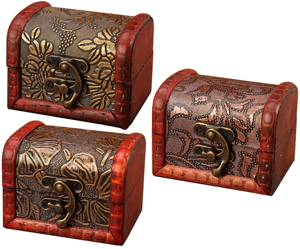 【送料無料】elrinrin アンティーク 風 ボックス 小箱 ミニ 収納 レトロ 小物入れ 木箱 収納ボックス アクセサリー入れ 色:Aセット