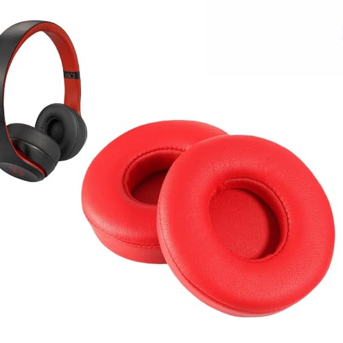 【送料無料】イヤーパッド FOR Beats Solo2/Solo3 Wireless (B0534/A1796) に対応 交換 用 ヘッドホンパッド 防止音漏れ防止 1組 なんしつ 高密度フォームRuiMi(レッド)