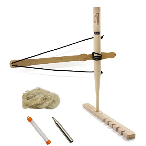 【送料無料】PSKOOK 火おこし器 原始体験火をつくる 火おこしセット ファイアースターター 自由研究 科学探究 クラス用教材 ハンドル木製ドリル 摩擦火材ボ...