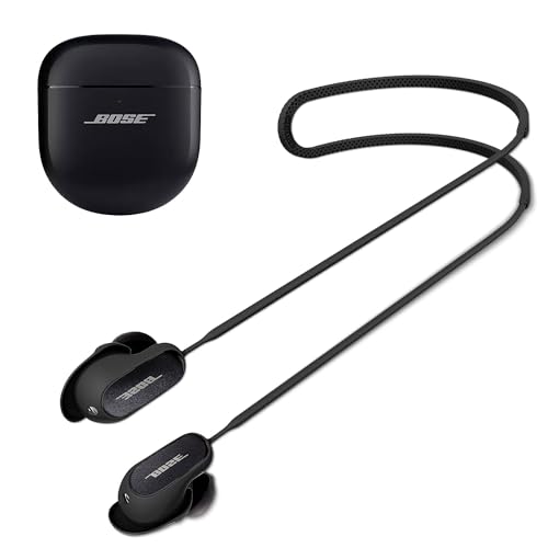 【送料無料】Bose QuietComfort Earbuds Ultra 用 ストラップ ネック シリコン 【NOUKAJU】イヤホン ストラップ ワイヤレスヘッドフォン紛失防止/落下防止ネックストラップ、 収納便利 ソフト 超軽量（ブラック）