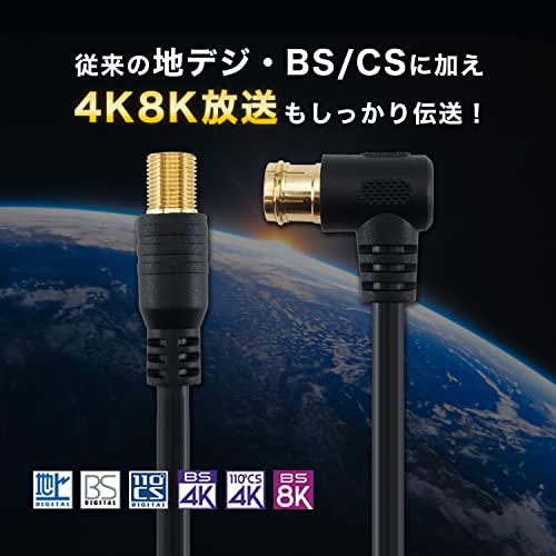【送料無料】ホーリック アンテナ延長ケーブル 1m 【4K8K放送(3224MHz)/BS/CS/地デ...