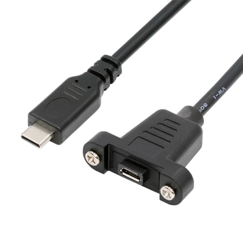【送料無料】NFHK USB2.0 マイクロ 5ピン メス - Type-C USB-C オス電源ケーブル 480Mbps データ パネ..