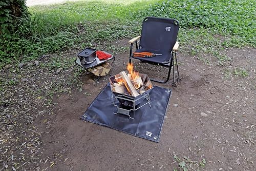 【送料無料】キャプテンスタッグ(CAPTAIN STAG) 焚き火台シート 焚火シート 80x80cm 耐熱温度700度 グラスファイバー製 【ベージュ/ブラック】 UG-3300/UY-7086 3