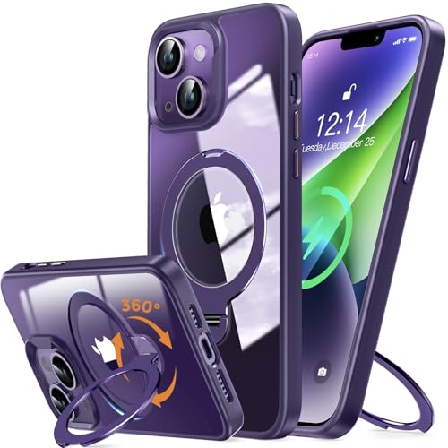 【送料無料】【伝統を破る！360°ゼンマイ式スタンド！】Rosycover iPhone 12/12 Pro 用 ケース Magsafe 対応 [定点回転スタンド・超絶安定性][極透明・美しさを還元]マグセーフ ワイヤレス充電対応 アイホン12プロマックス 米軍MIL規格取得・耐衝撃ケースマホケース12/