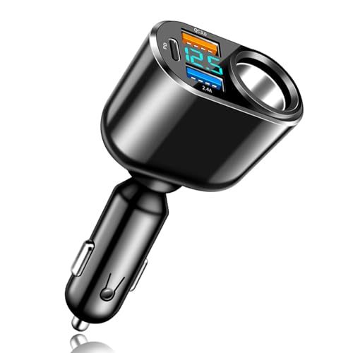 【送料無料】【100W/Super/QC3.0ポート】YUGYUG 1増設ソケット シガーソケット usb シガーソケット電圧計 LEDデジタルディスプレー搭載 車 usb 車載充電器 usbポート 対応 12V~24V車 シガー usb(ブラック)