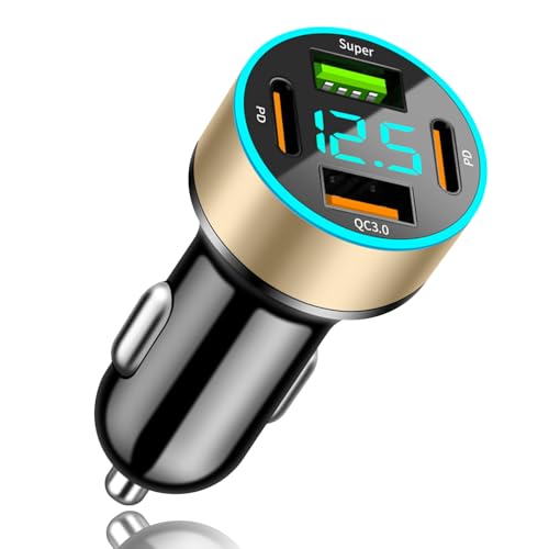 【送料無料】【4in1】YUGYUG 対応 シガーソケット usb 電圧計 シガーソケット4連 QC3.0ポート+PD 20Wポ..