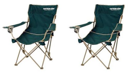 【送料無料】キャプテンスタッグ CSリクライニングラウンジ チェア 2個セット グリーン 【限定】 U