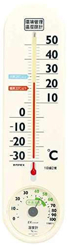 【送料無料】EMPEX(エンペックス) 環境管理温・湿度計 省エネさん 温度表示 湿度表示 掛け用 オフホワイト TG-2776 29.5x7.7x1.8cm