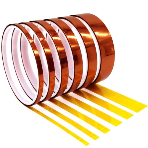 【送料無料】Xrkuu 耐熱テープ 6個セット 保護 高温 粘着 ポリイミドテープ カプトン 接着剤 昇華 高耐..