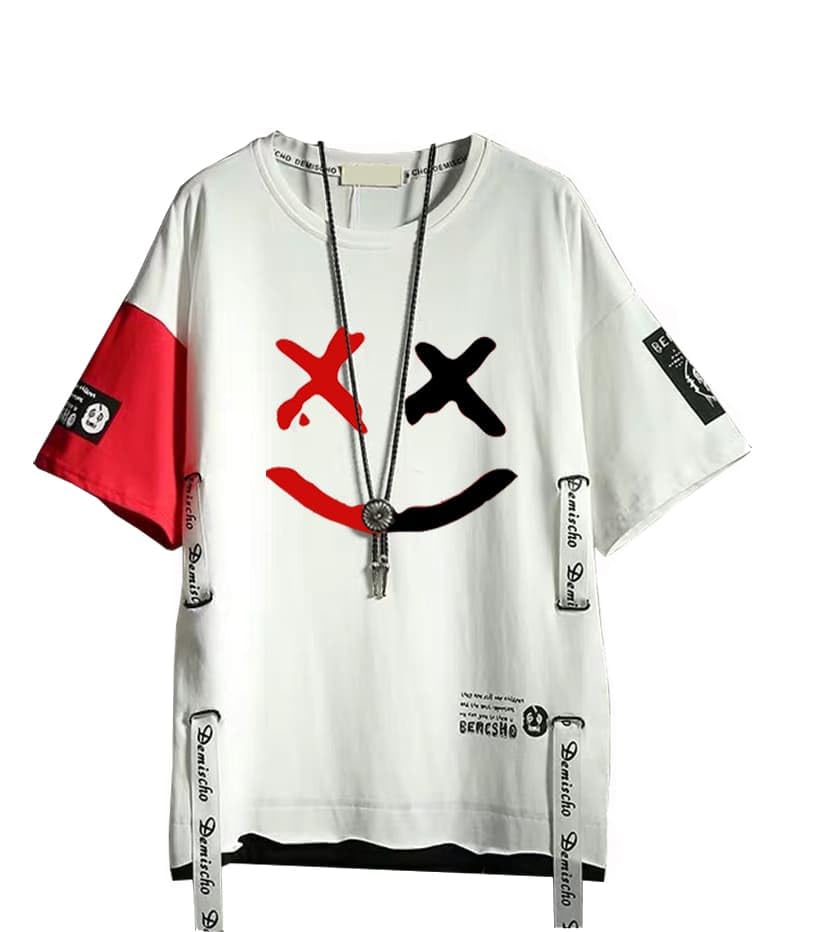 【送料無料】[LIEBO] tシャツ メンズ 半袖 夏服 綿 柔らかい 丸首 おもしろ 微笑みのパターン おしゃれ