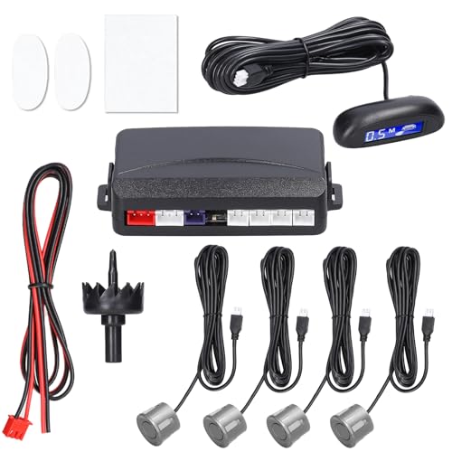 【送料無料】Shkalacar バックセンサー パーキングセンサー リア 、駐車センサー リアリバースレーダーシステム 4つの駐車センサー付き 距離検出 LCDディスプレイ 警告ブザー