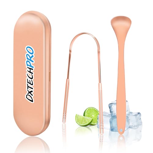 【送料無料】DXTECHPRO 舌ブラシ 舌磨き 舌クリーナー 口内ケア 舌専用 ブラシ 携帯用 タングスクレーパー 舌苔清掃 厚いステンレス鋼製 収納ケース付属