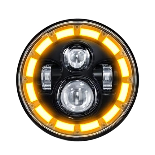 【送料無料】Shkalacar 7インチ LEDヘッドライト、バイク ヘッドライト防水ラウンドヘッドランプ、ハイロービーム DRL ウィンカー付き、車、バイク用