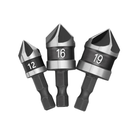 【送料無料】皿取り錐ドリル面取りカッター ビット，六角軸 5枚刃 チタンコーティング ドリルビット，..