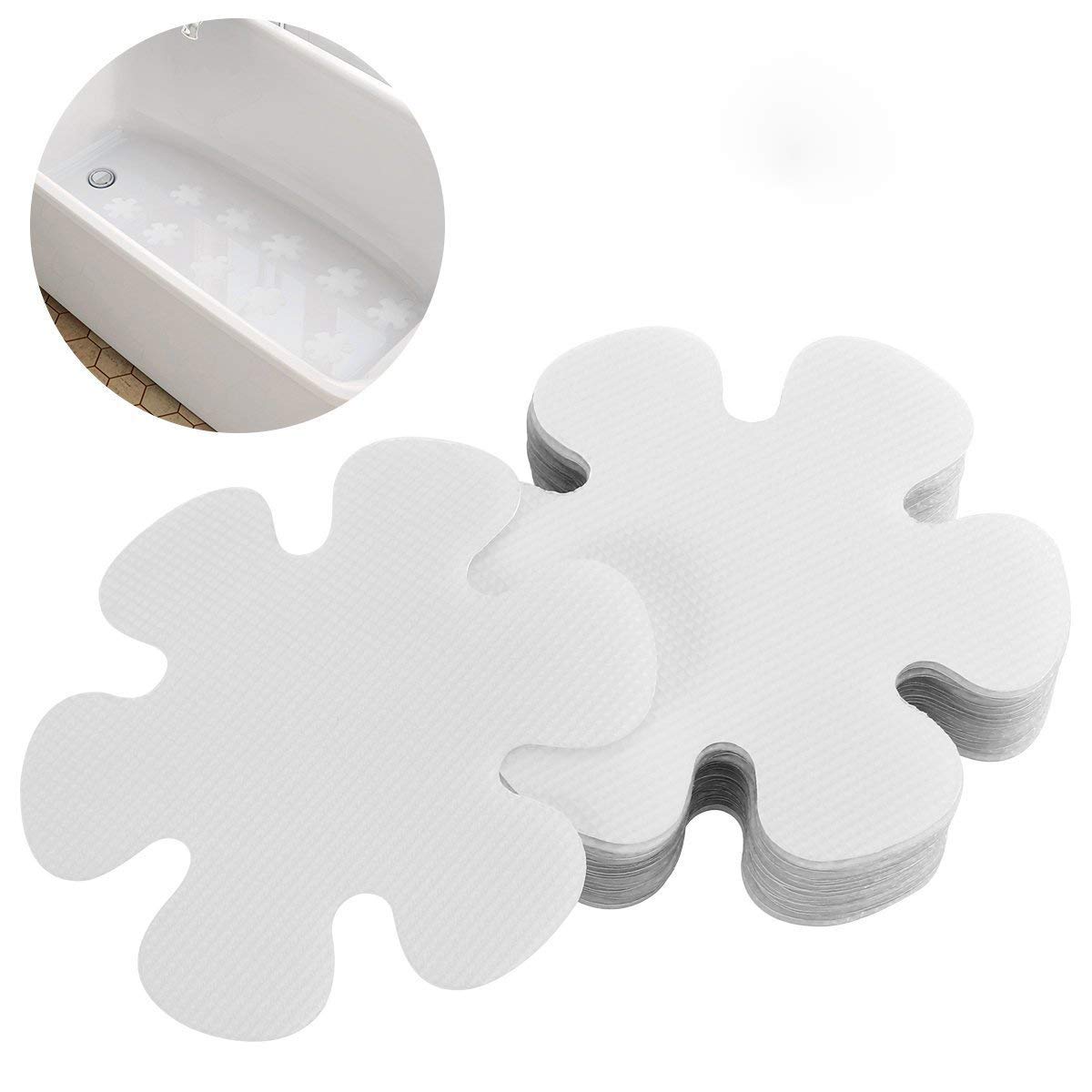 【送料無料】Mollytek 20枚セット 浴槽 お風呂 滑り止め シール 安全すべり止めテープ 透明 浴槽テープ 転倒防止 介護用 浴槽用 吸盤つき クリア ホワイト 色：透明、サイズ：フラワータイプ