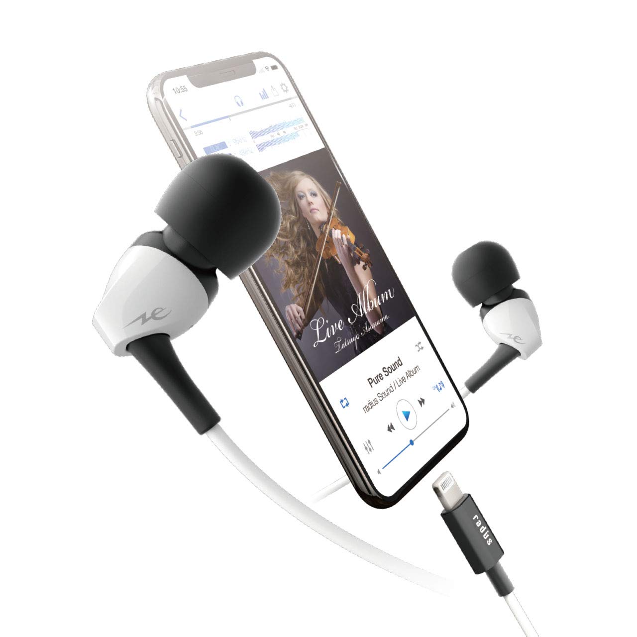 【送料無料】ラディウス radius HP-N100L iPhone用イヤホン : Ne PURE Flat Lightningコネクタ ライト..