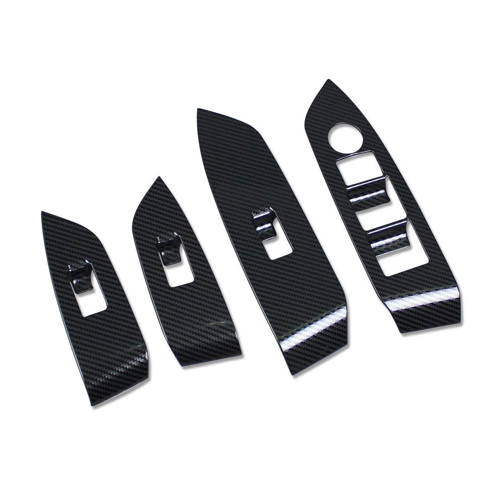 【送料無料】RUIQ トマツダ 新型 CX-5 KF系 専用 内装 ドア ウィンドウ ボタン スイッチ パネル カバー ガーニッシュ MAZDA CX5 専用 設計 色：炭素繊維黒色仕様